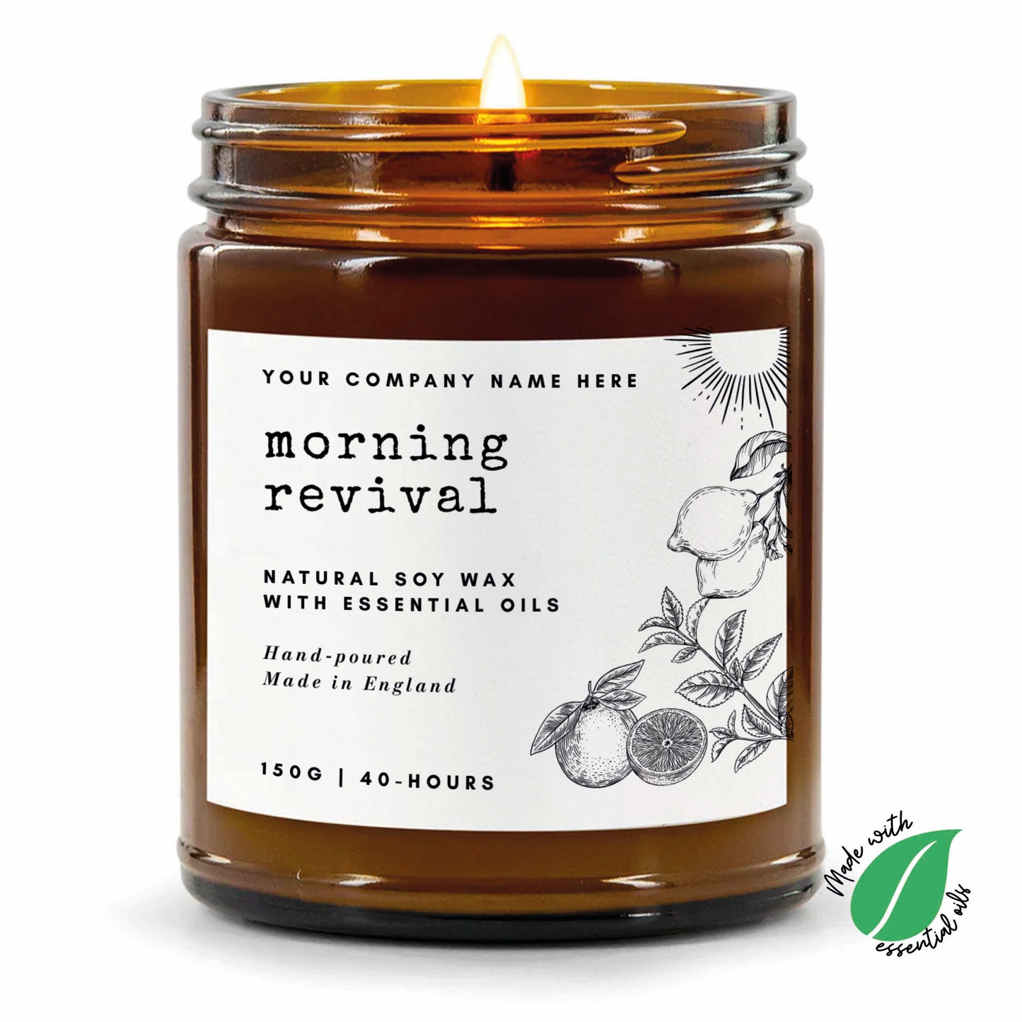 Stock Label Style 5 | Custom White Label Apothecary Candle | Private Label Soy Candle | Personalised Branding for Businesses