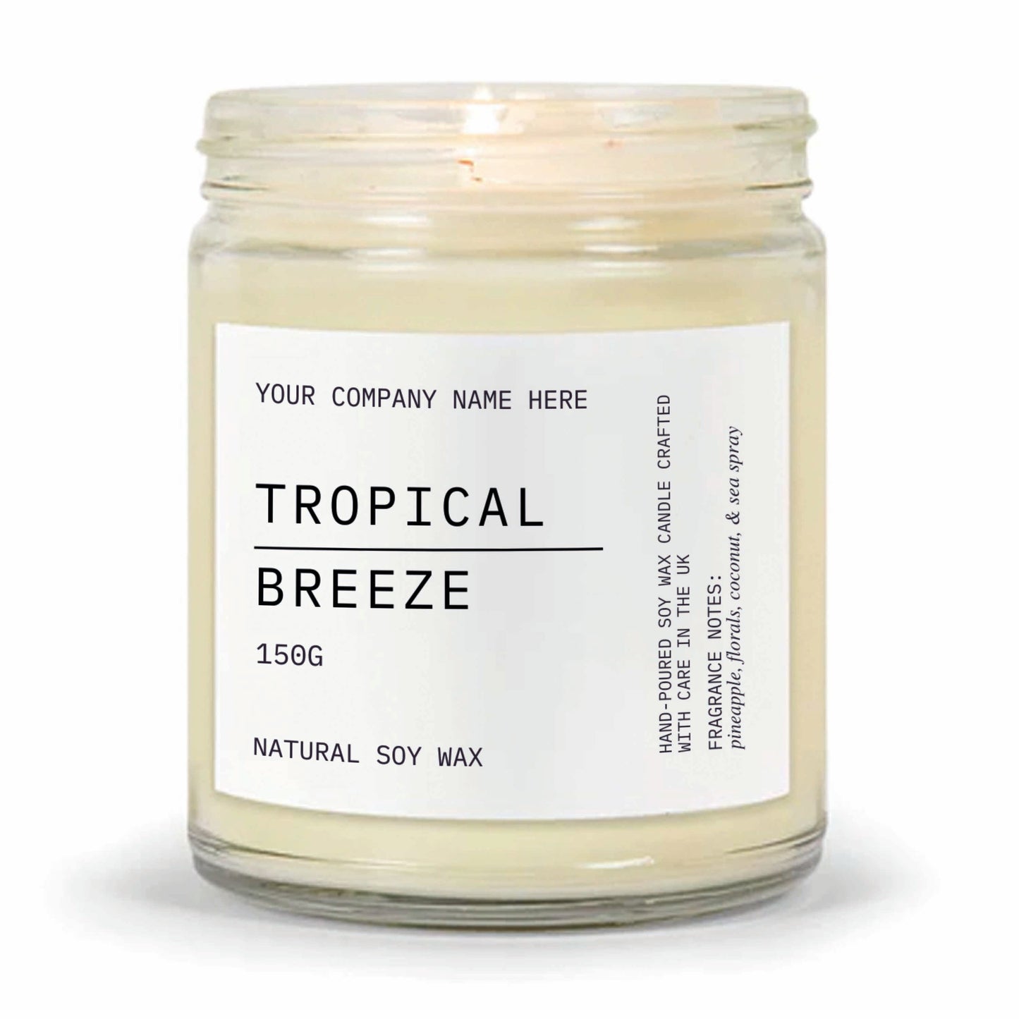 Stock Label Style 6 | Custom White Label Clear Jar Candle | Private Label Soy Candle | Personalised Branding for Businesses