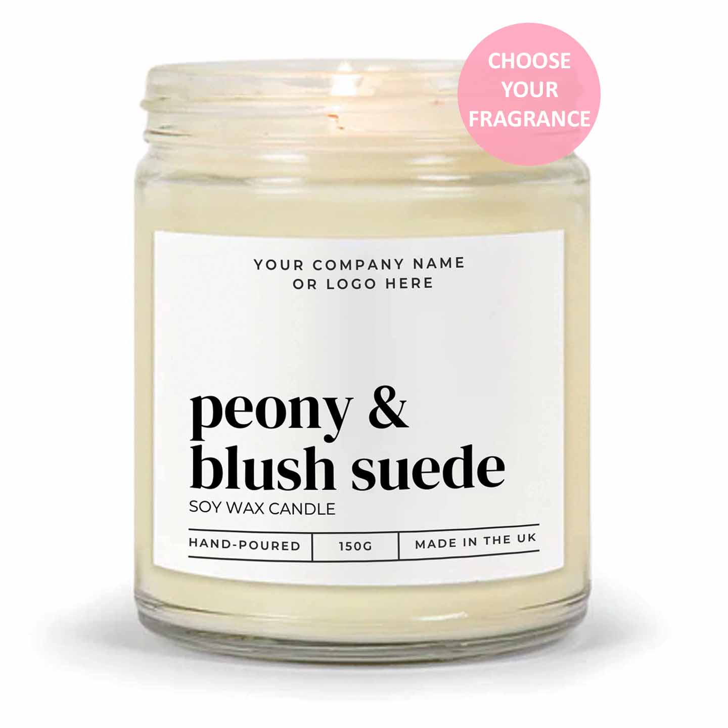 Stock Label Style 4 | Custom White Label Clear Jar Candle | Private Label Soy Candle | Personalised Branding for Businesses