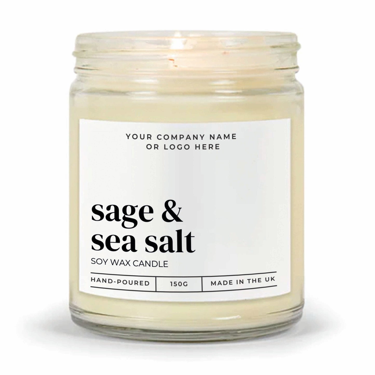 Stock Label Style 4 | Custom White Label Clear Jar Candle | Private Label Soy Candle | Personalised Branding for Businesses