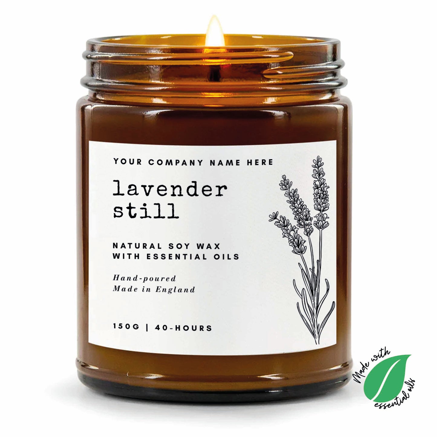 Stock Label Style 5 | Custom White Label Apothecary Candle | Private Label Soy Candle | Personalised Branding for Businesses