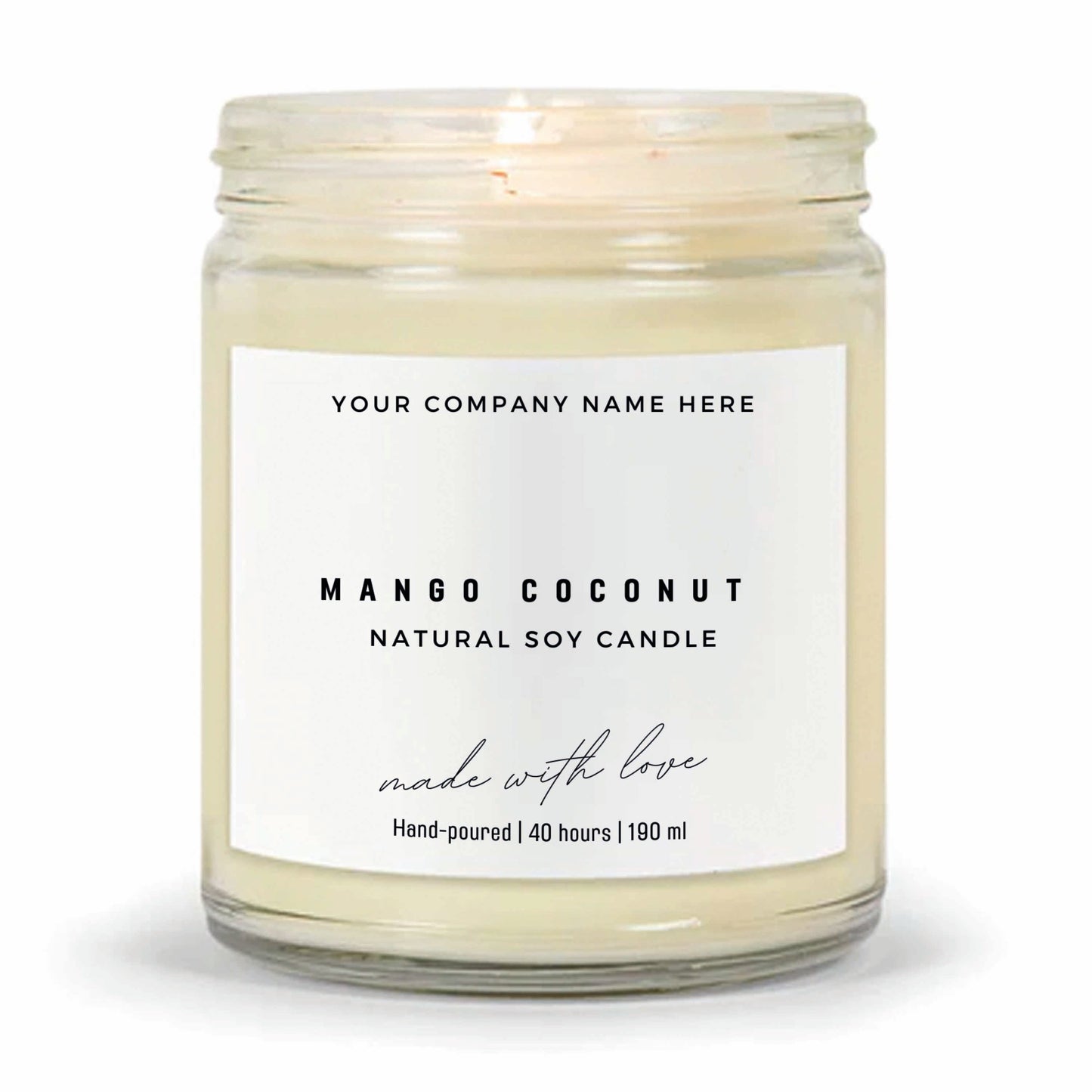 Stock Label 3 | Clear Glass Jar | Hand-Poured | Natural Soy Candle