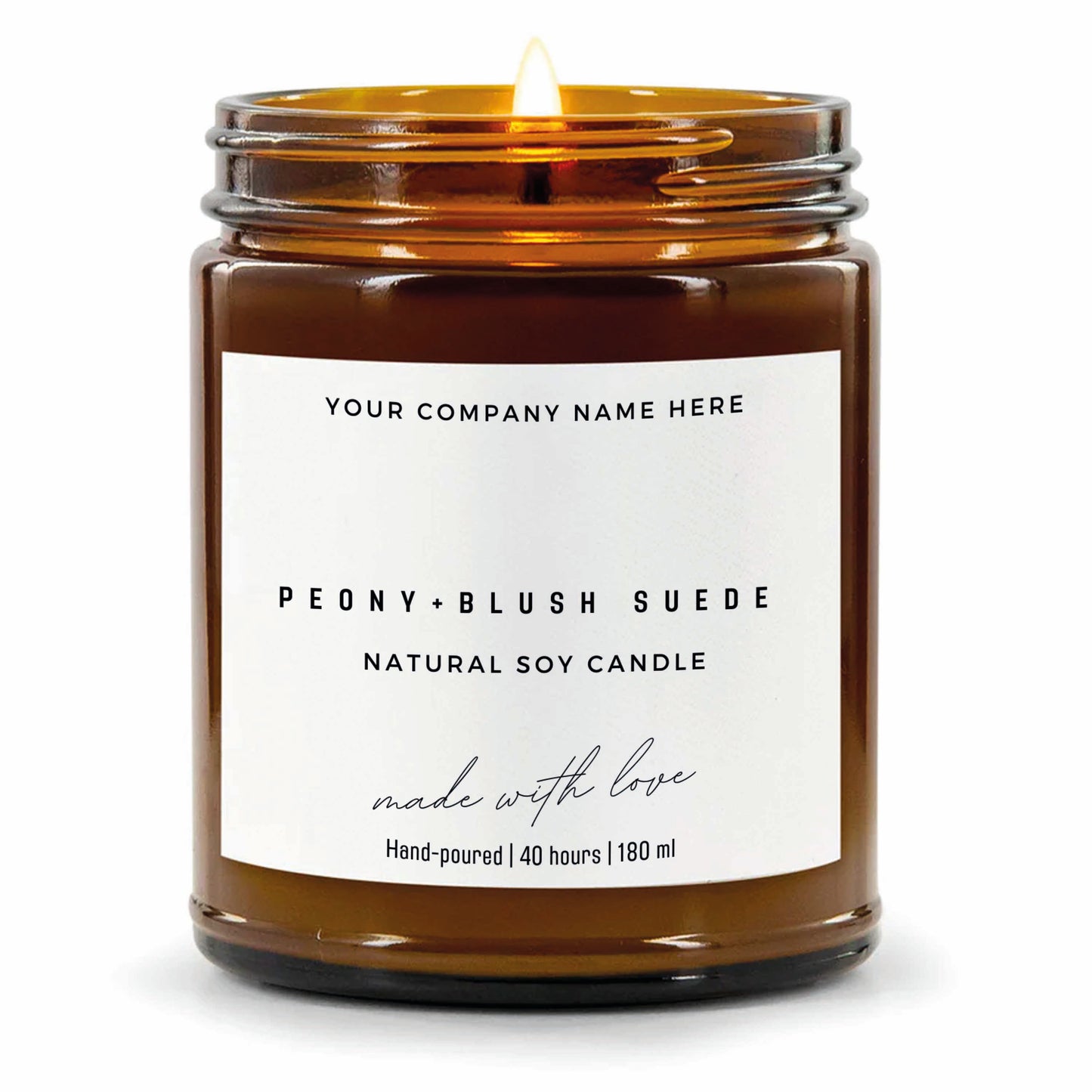 Stock Label 3 | Amber Glass Jar | Hand-Poured | Natural Soy Candle