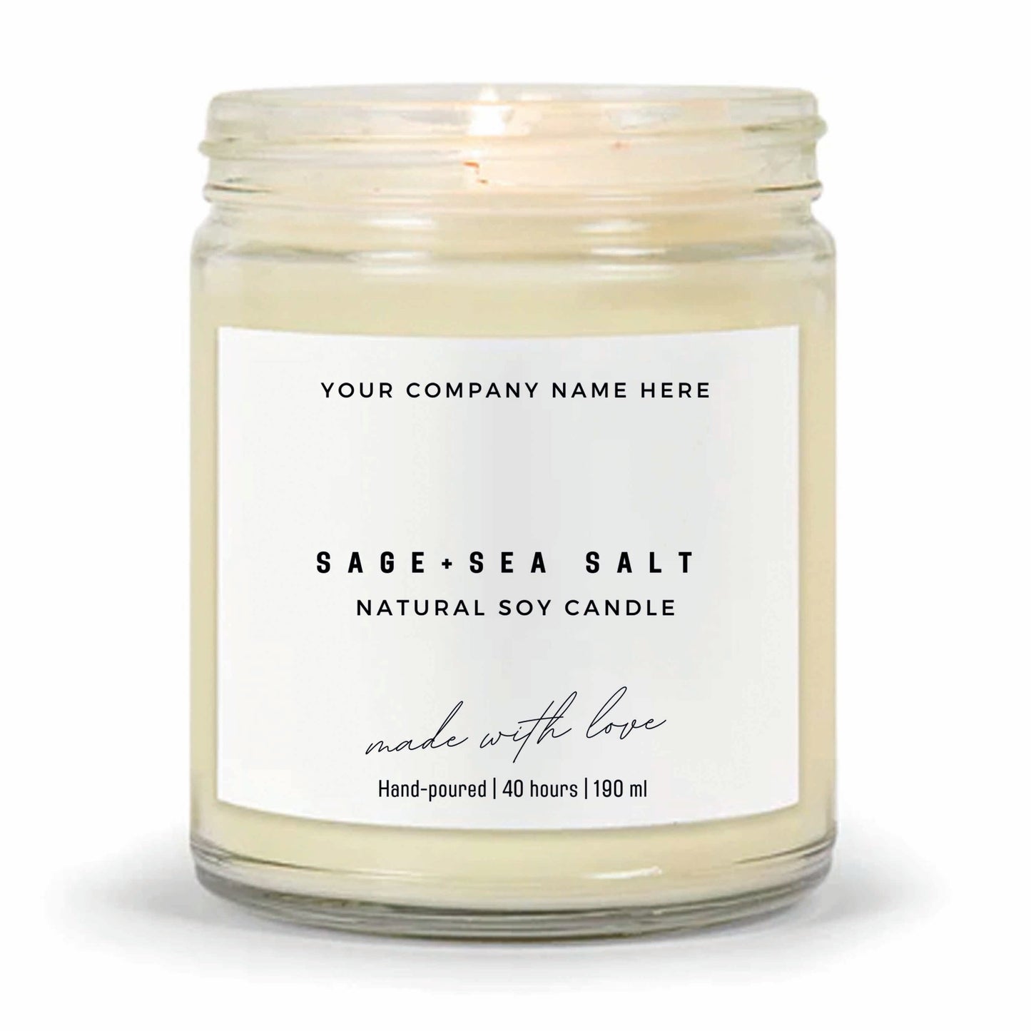 Stock Label 3 | Clear Glass Jar | Hand-Poured | Natural Soy Candle