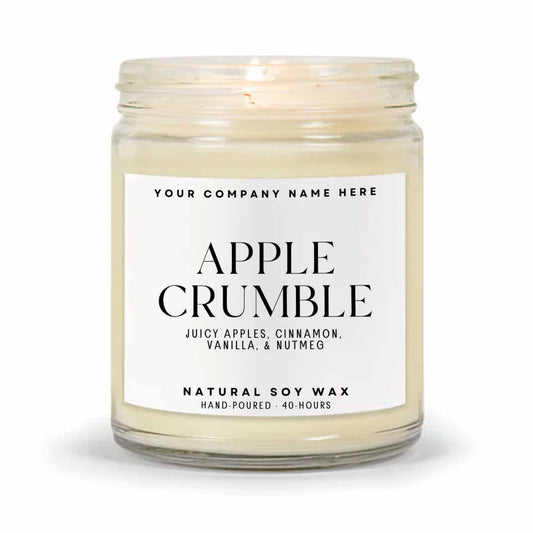 Stock Label | Apple Crumble | Clear Glass Jar | Hand-Poured | Natural Soy Candle