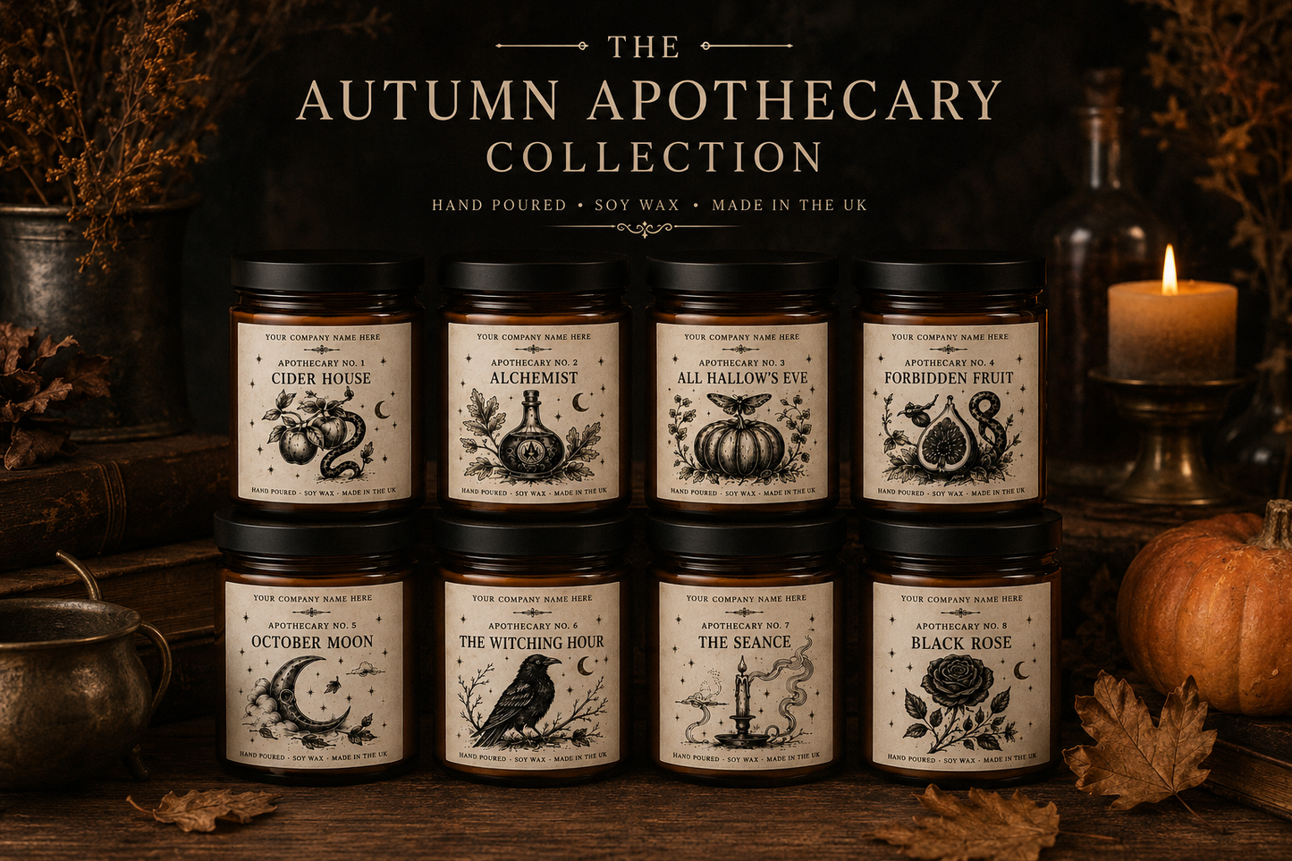 Apothecary Collection | Autumnal Candles | Private Label Soy Candle | Personalised Candles