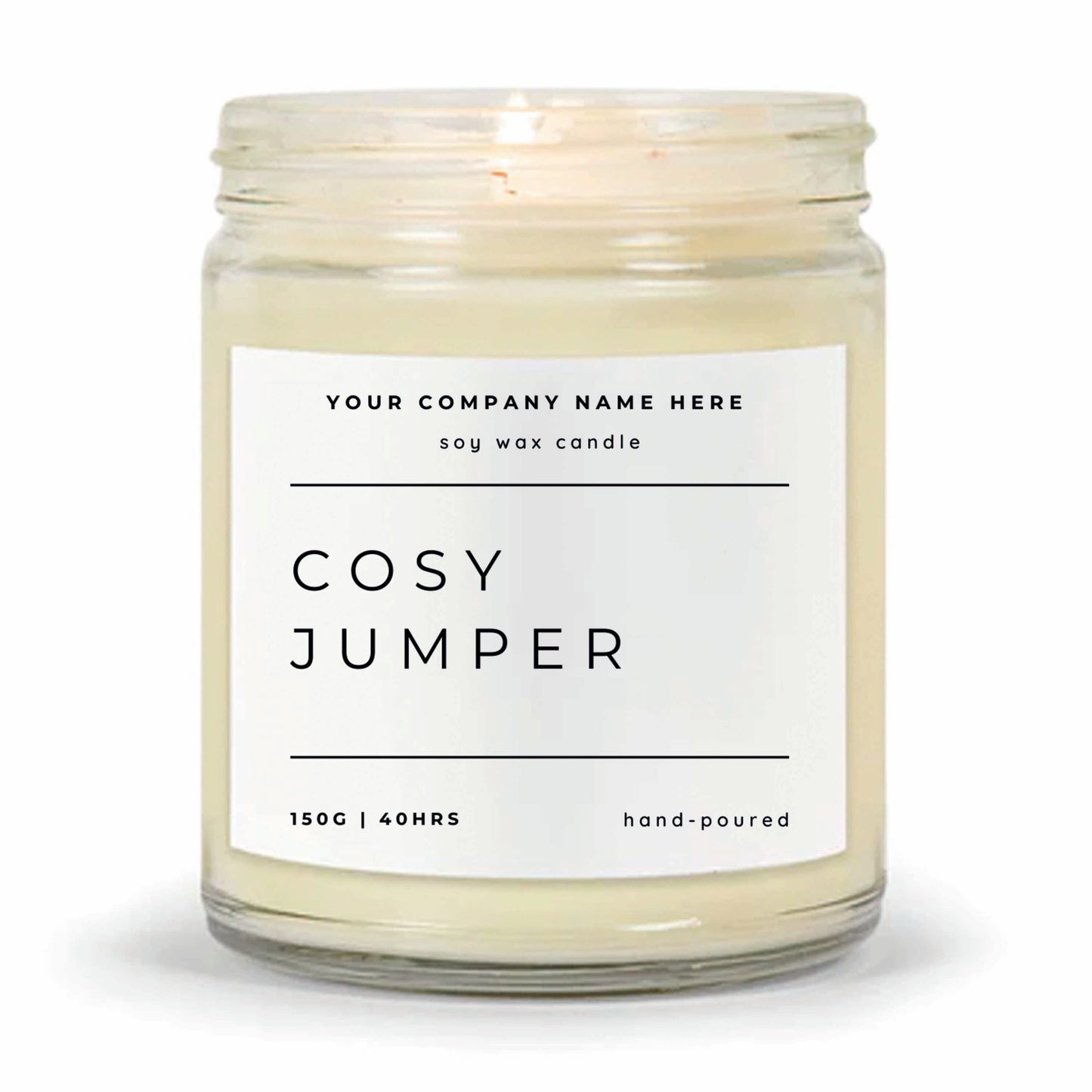 Stock Label Style 2 | Custom White Label Clear Jar Candle | Private Label Soy Candle | Personalised Branding for Businesses