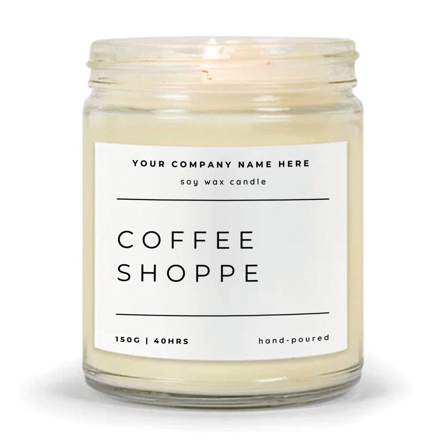 Stock Label Style 2 | Custom White Label Clear Jar Candle | Private Label Soy Candle | Personalised Branding for Businesses