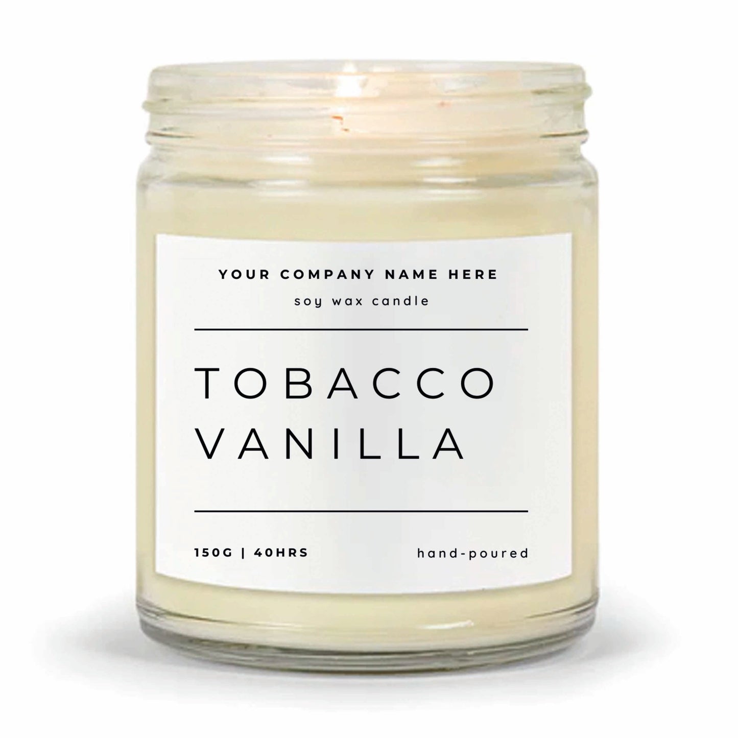 Stock Label Style 2 | Custom White Label Clear Jar Candle | Private Label Soy Candle | Personalised Branding for Businesses