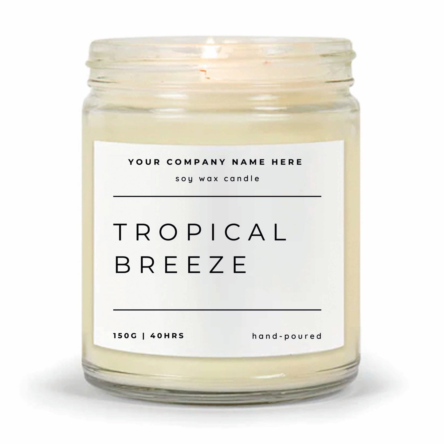 Stock Label Style 2 | Custom White Label Clear Jar Candle | Private Label Soy Candle | Personalised Branding for Businesses