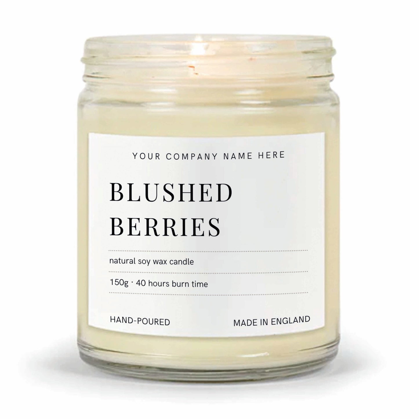 Stock Label Style 3 | Custom White Label Clear Jar Candle | Private Label Soy Candle | Personalised Branding for Businesses