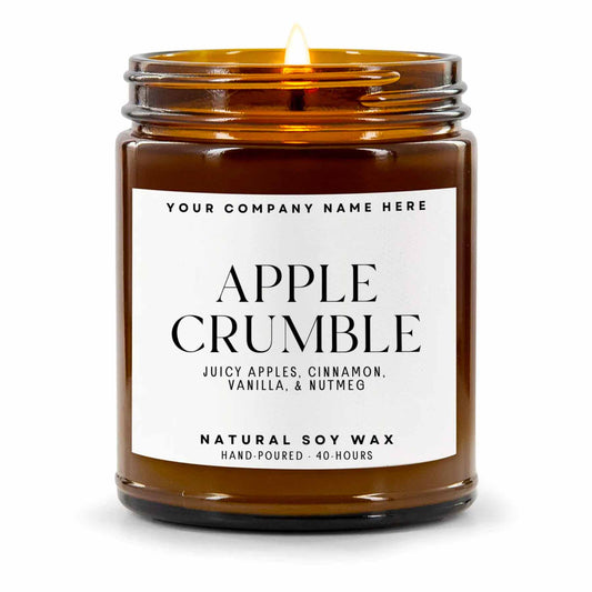 Stock Label | Apple Crumble | Amber Glass Jar | Hand-Poured | Natural Soy Candle