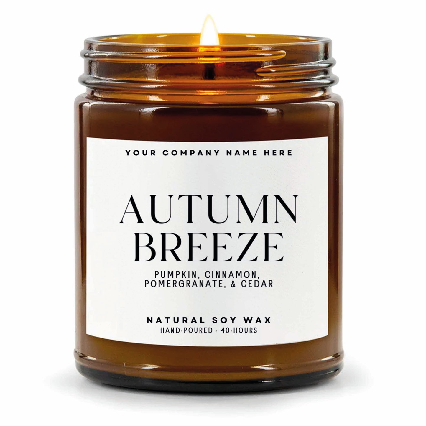 Stock Label | Autumn Breeze | Amber Glass Jar | Hand-Poured | Natural Soy Candle