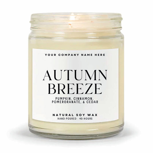 Stock Label | Autumn Breeze | Clear Glass Jar | Hand-Poured | Natural Soy Candle