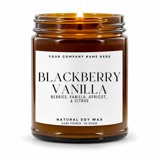 Stock Label | Blackberry Vanilla | Amber Glass Jar | Hand-Poured | Natural Soy Candle