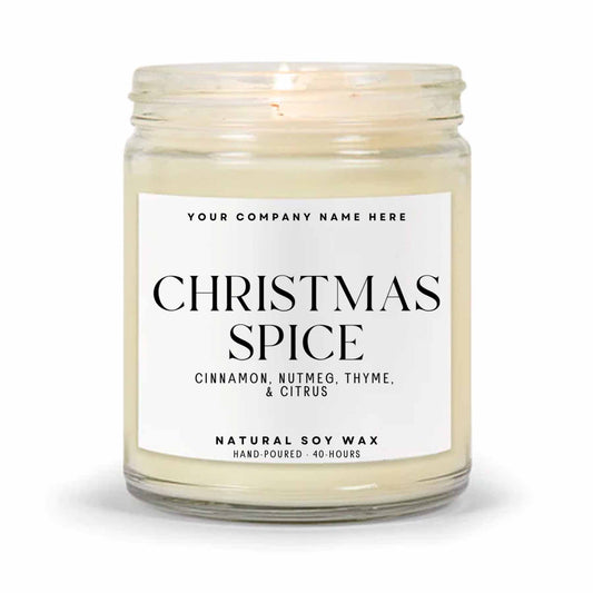 Stock Label | Christmas Spice | Clear Glass Jar | Hand-Poured | Natural Soy Candle