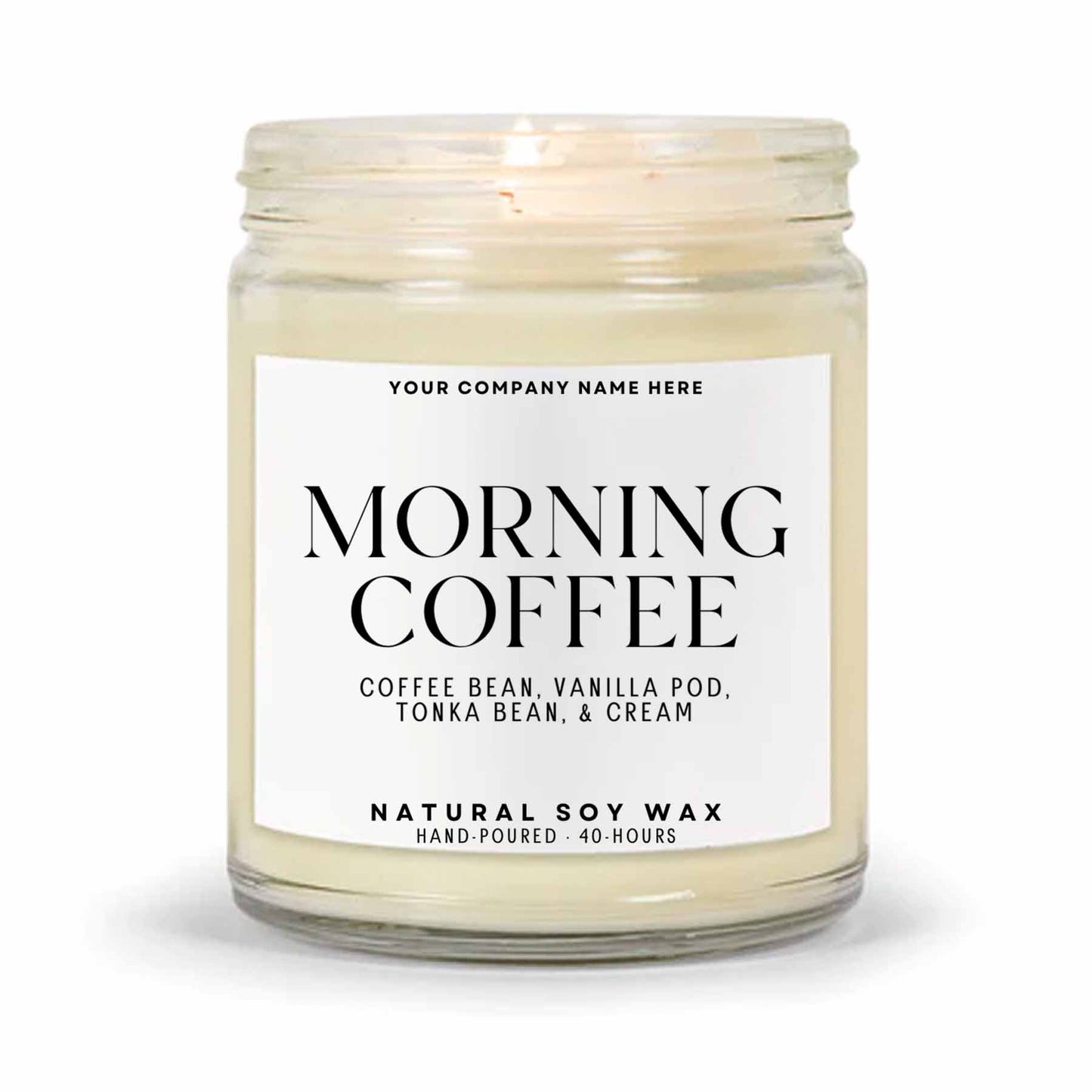 Stock Label | Morning Coffee | Clear Glass Jar | Hand-Poured | Natural Soy Candle