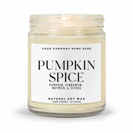 Stock Label | Pumpkin Spice | Clear Glass Jar | Hand-Poured | Natural Soy Candle