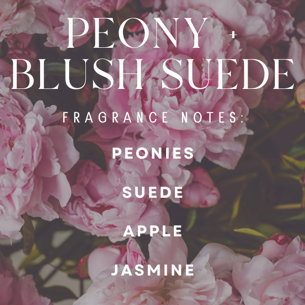 Stock Label | Peony + Blush Suede | Amber Glass Jar | Hand-Poured | Natural Soy Candle