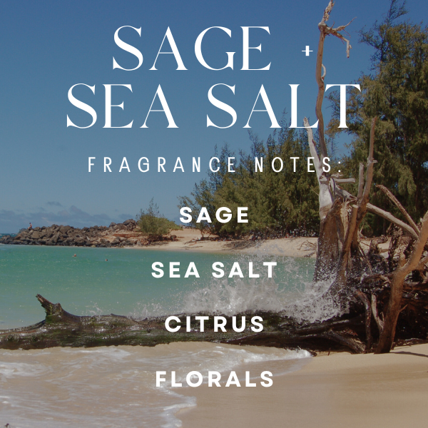 Stock Label | Sage + Sea Salt | Clear Glass Jar | Hand-Poured | Natural Soy Candle