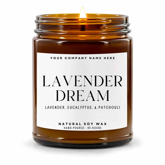 Stock Label | Lavender Dream | Amber Glass Jar | Hand-Poured | Natural Soy Candle