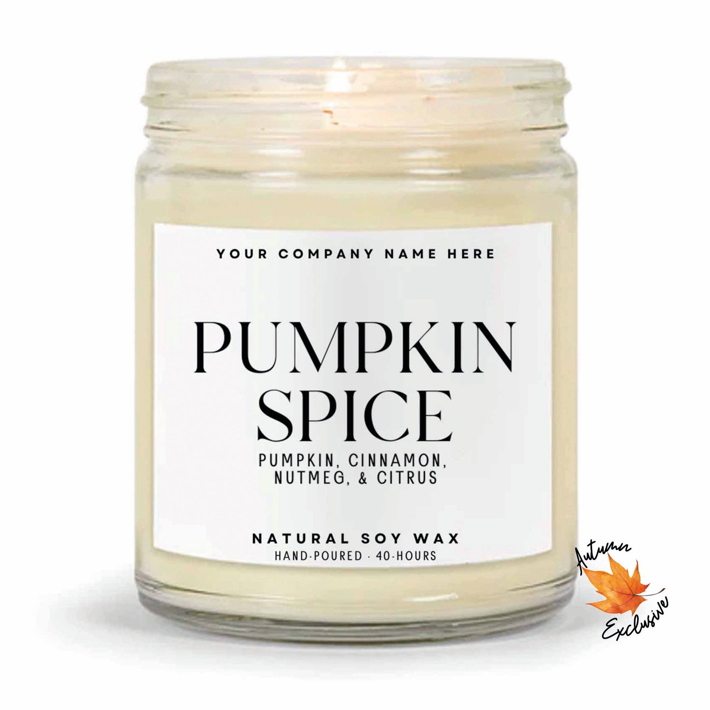 Stock Label Style 1 | Custom White Label Clear Jar Candle | Private Label Soy Candle | Personalised Branding for Businesses