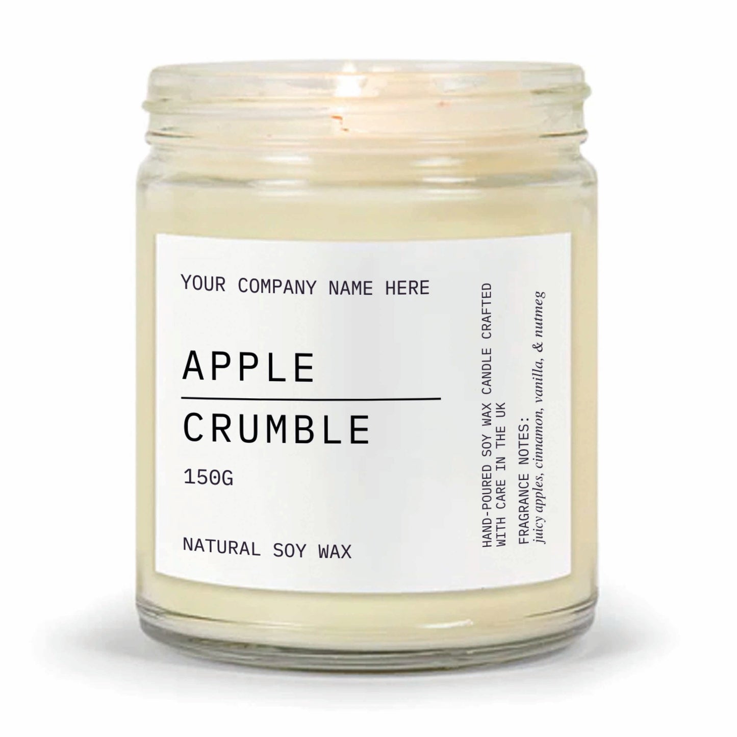 Stock Label Style 6 | Custom White Label Clear Jar Candle | Private Label Soy Candle | Personalised Branding for Businesses