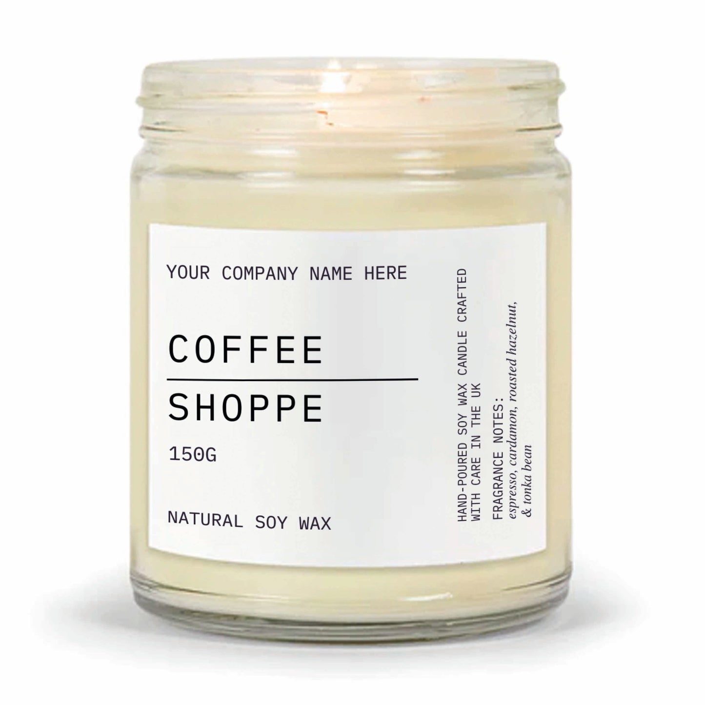 Stock Label Style 6 | Custom White Label Clear Jar Candle | Private Label Soy Candle | Personalised Branding for Businesses