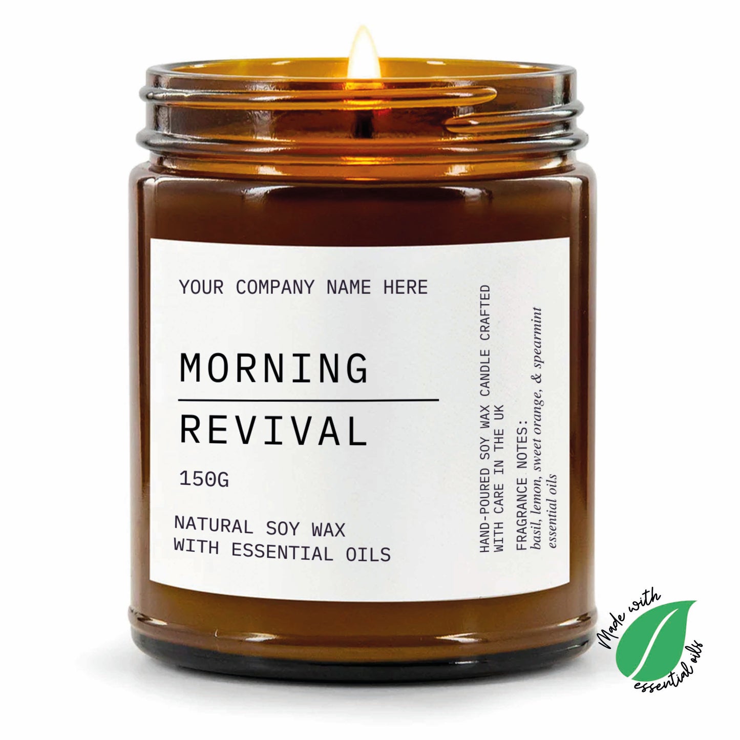 Stock Label Style 6 | Custom White Label Apothecary Candle | Private Label Soy Candle | Personalised Branding for Businesses