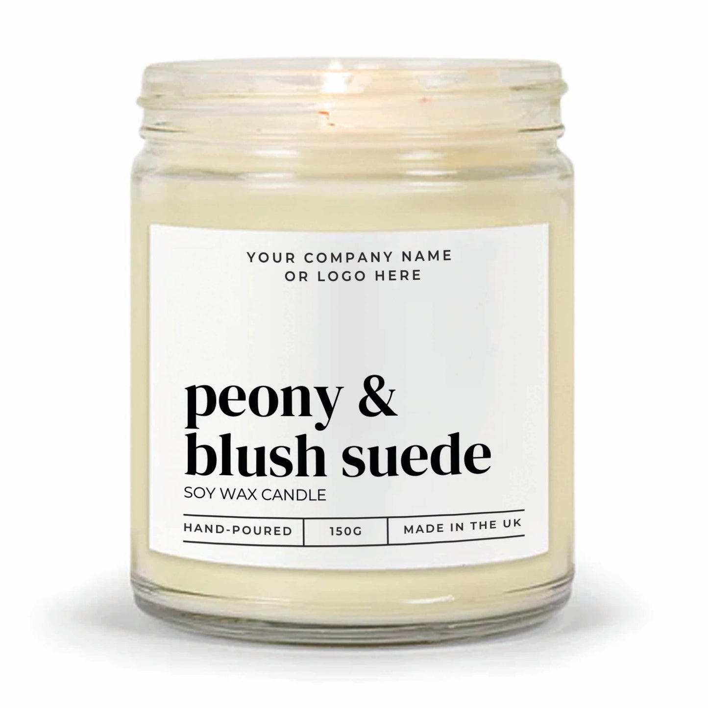 Stock Label Style 4 | Custom White Label Clear Jar Candle | Private Label Soy Candle | Personalised Branding for Businesses