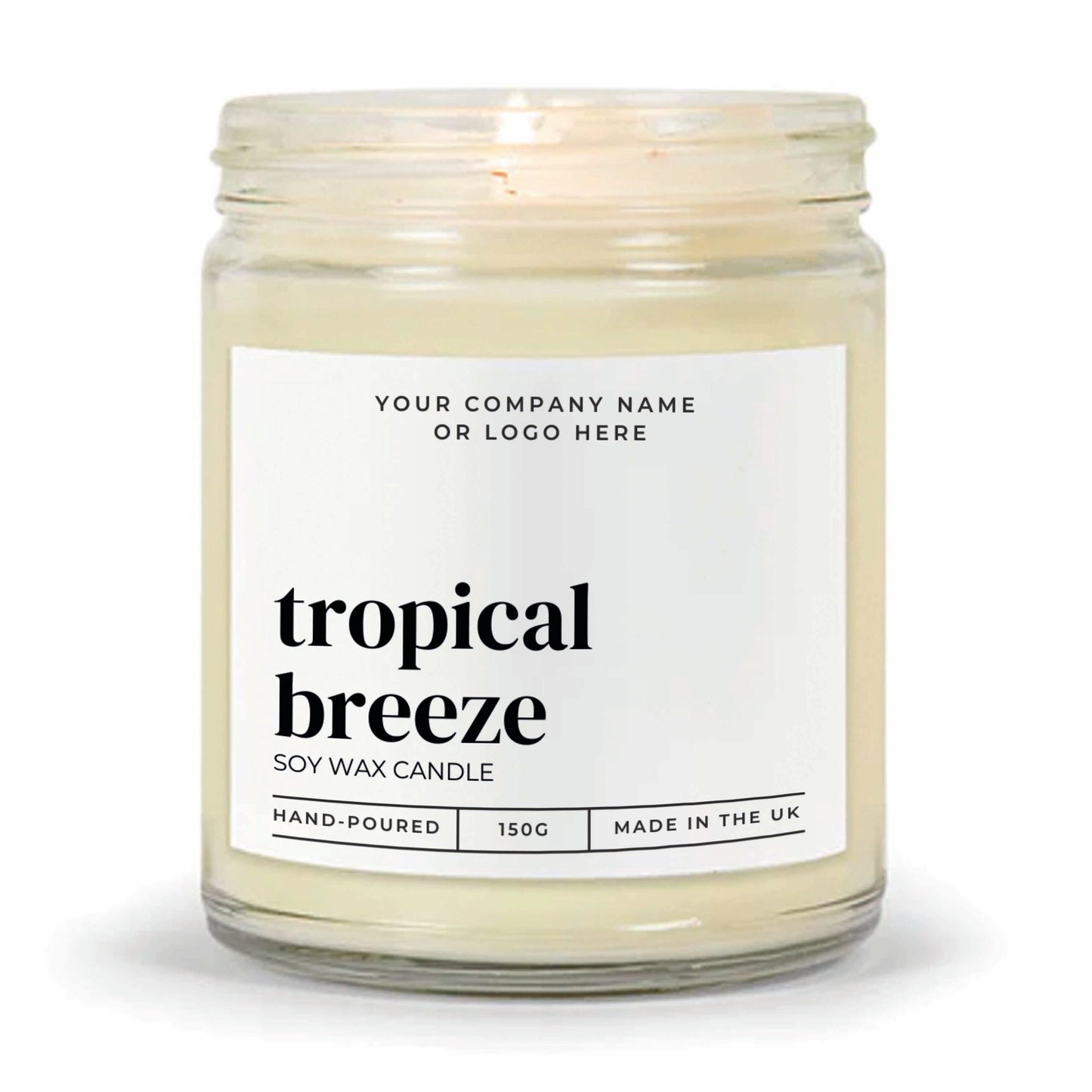 Stock Label Style 4 | Custom White Label Clear Jar Candle | Private Label Soy Candle | Personalised Branding for Businesses